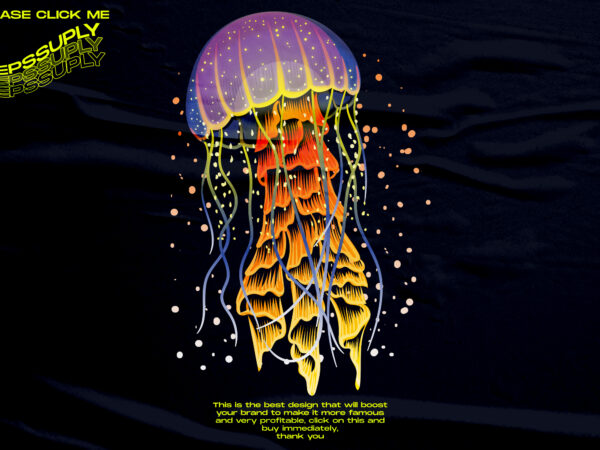 Jellyfish retro vaporwave vector clipart