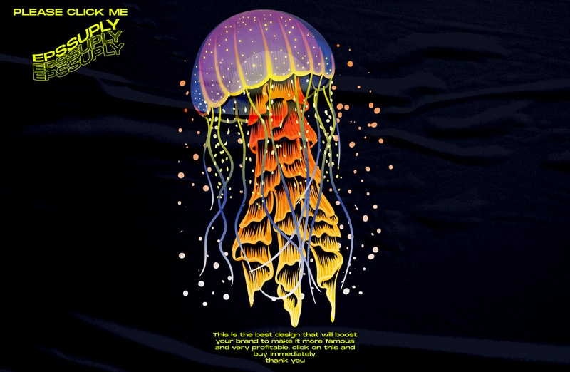 Free Jellyfish retro vaporwave vector clipart