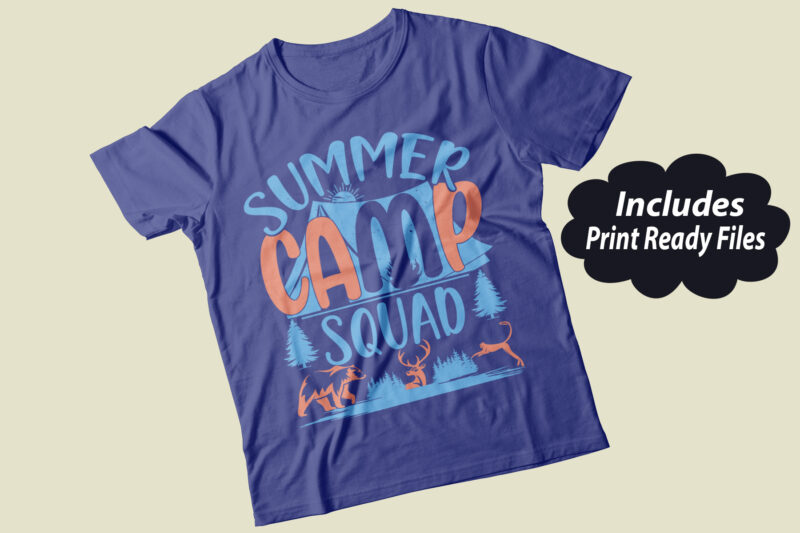 Summer camp squad vector svg ai png print ready t shirt design