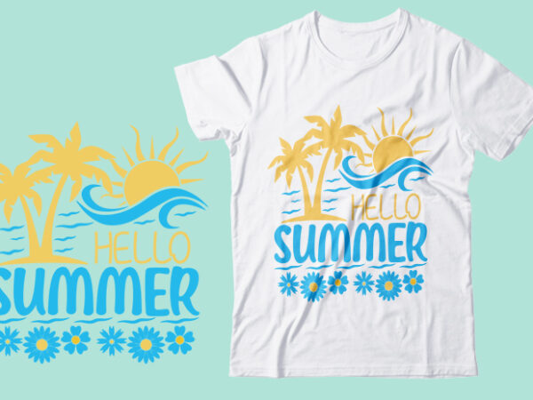 Hello summer svg printable design, printing easily from downloaded summer illustrator eps vector fil