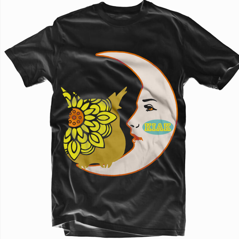 Owl sunflower and moon vector, Owl sunflower Svg, Owl sunflower vector, Owl sunflower Png, moon Svg, moon vector, moon Png, Owl Svg, Owl vector