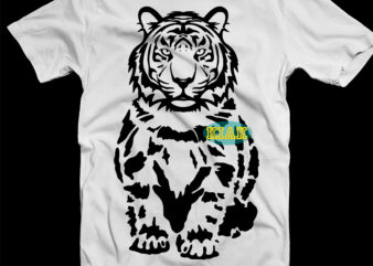 Tiger t-shirt design, Wild animals Svg, Tiger Svg, Tiger vector, Animals, Tiger Png, Tiger Logo