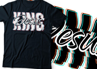 Jesus king Christian t-shirt design | Glitch text