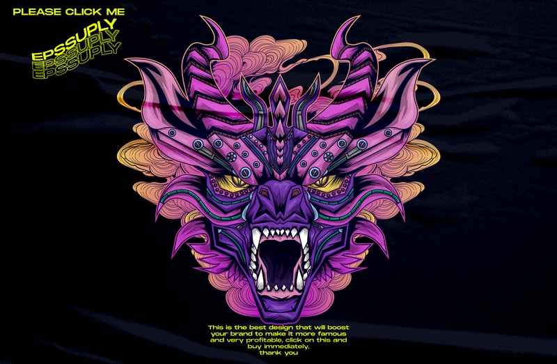 Free Mecha dragon retro vaporwave t shirt designs for sale