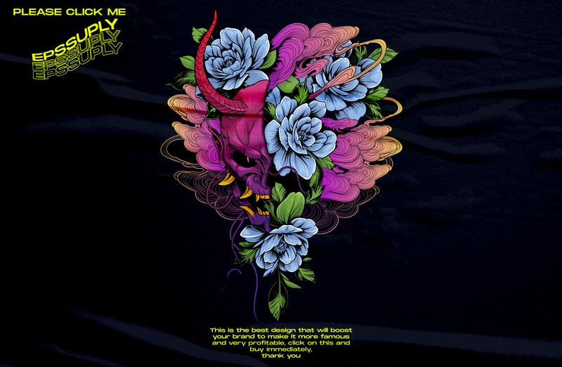 Free Colorful japan oni nature retro vaporwave t shirt vector file