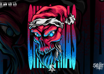 Skull Head Christmas t shirt template vector