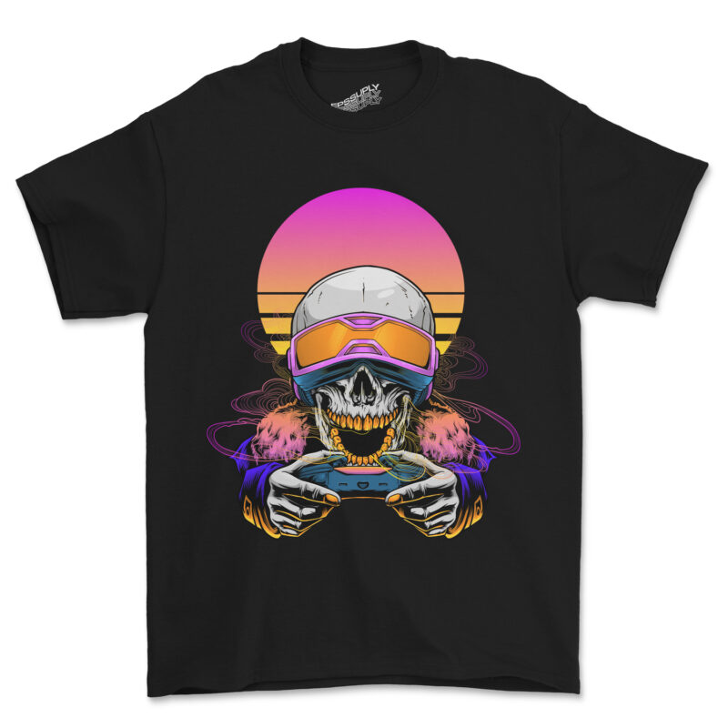 skull gamer colorful vaporwave