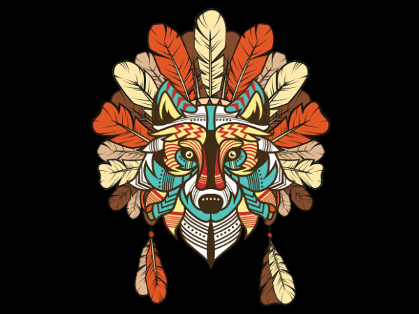 Native american wolf T shirt vector artwork