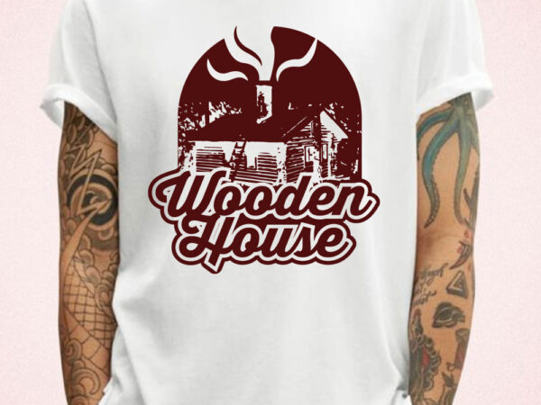 Wooden house t-shirt design