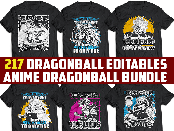 217 anime dragon ball tshirt design bundle
