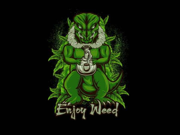 Godzilla cannabis t shirt design template