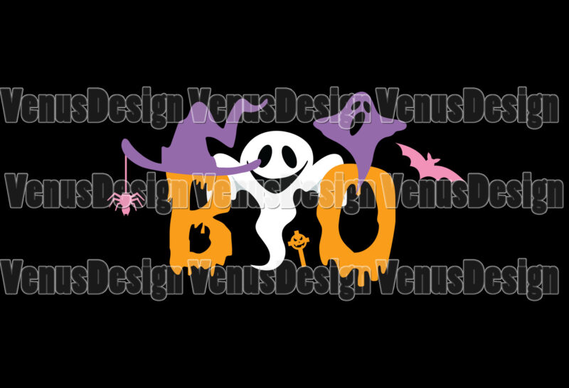 Boo Halloween Funny Ghost Tshirt Design, Editable Design