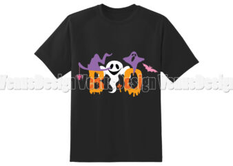 Boo Halloween Funny Ghost Tshirt Design, Editable Design