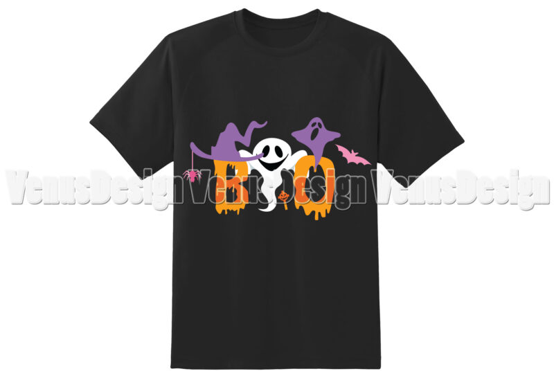 Boo Halloween Funny Ghost Tshirt Design, Editable Design