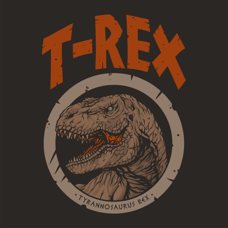 Dinosaur trex closeup illustration