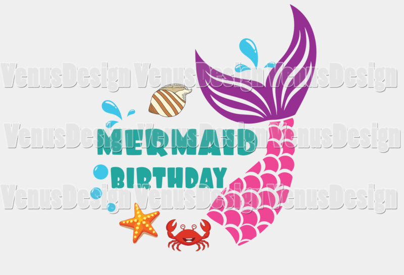 Mermaid Birthday Family Matching Tshirt Design, Editable Design