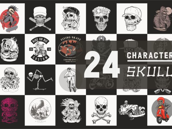 24 design collection,skull character,illustration skull