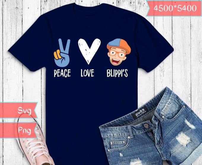 peace love blippi tshirt design svg, peace love blippi’s