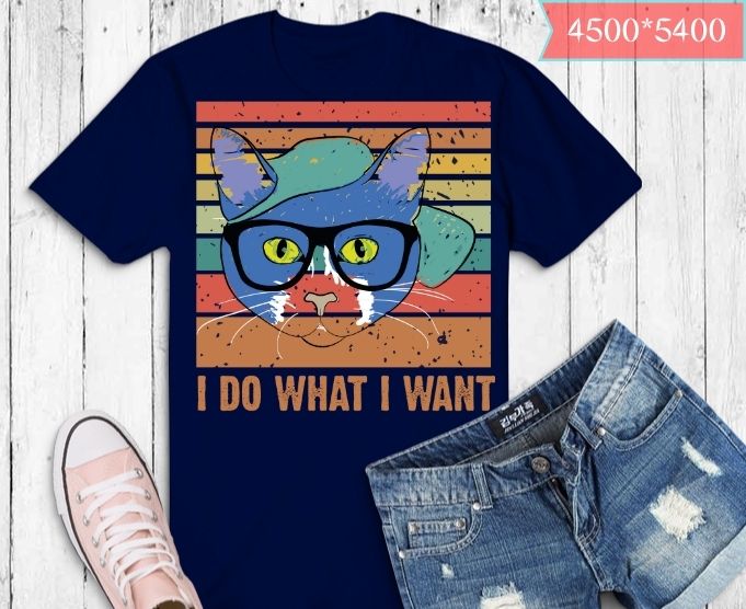 I do what i want funny cat vintage retro sunst T-Shirt design svg