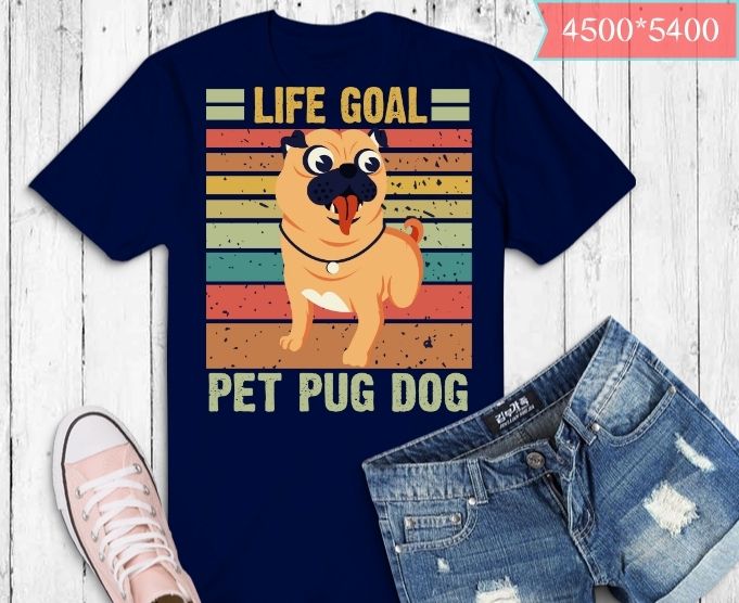 live is better with a pug dog vintage sunset Shirt design svg