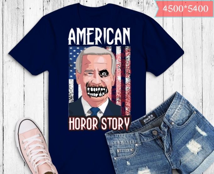 Biden Horror American Zombie Story Halloween Retro Vintage T-Shirt design svg,story, scary, Biden costume,