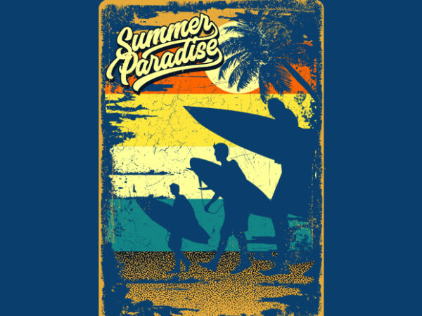 Summer paradise vintage signs t shirt template vector