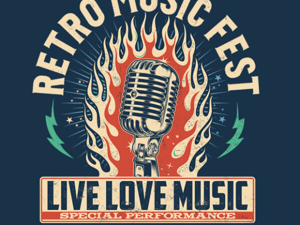 Retro music fest t shirt design online