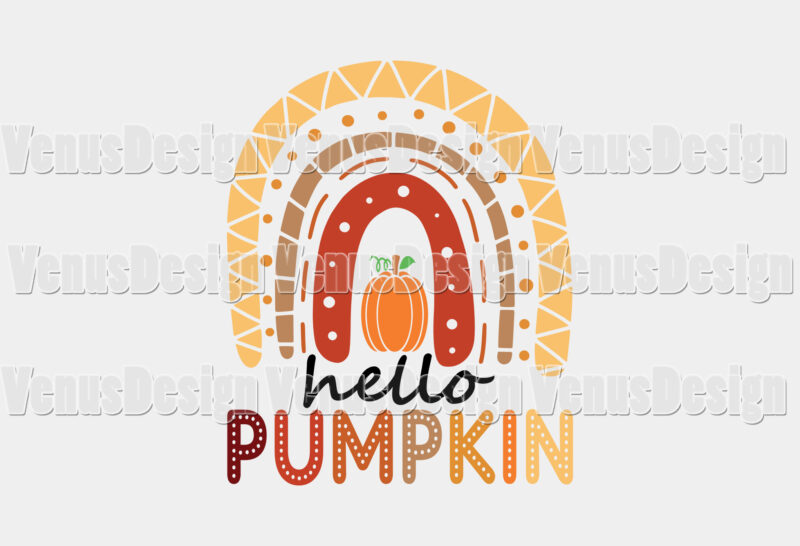 Hello Pumpkin Fall Rainbow Editable Shirt Design