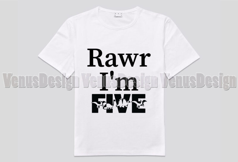Rawr Im Five Birthday Dinosaur Editable Tshirt Design