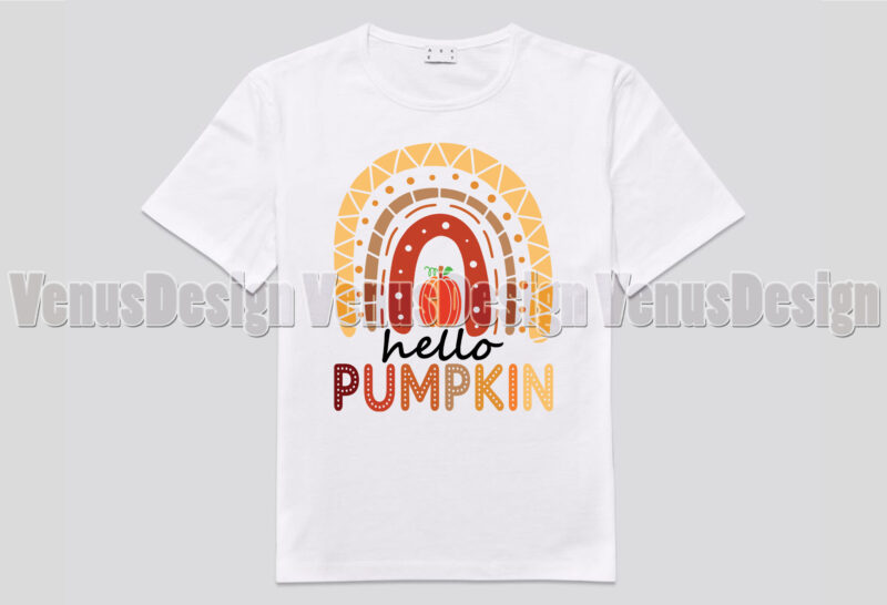 Hello Pumpkin Fall Rainbow Editable Shirt Design