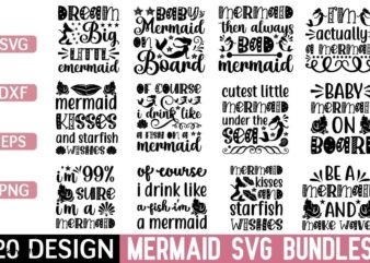 Mermaid svg bundle t shirt designs for sale