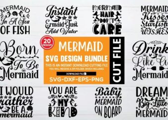 Mermaid svg bundle t shirt designs for sale