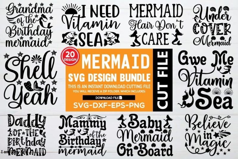 Mermaid svg bundle t shirt designs for sale