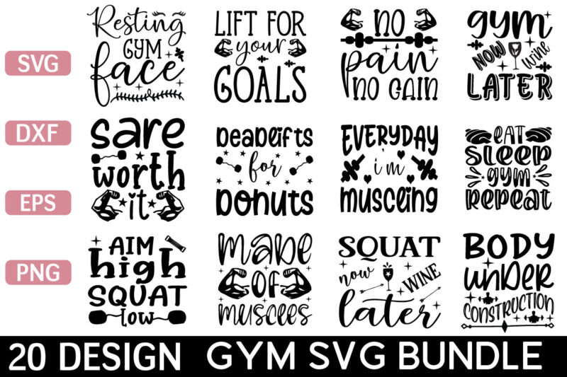 Gym svg bundle t shirt design template
