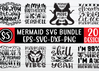 Mermaid svg bundle t shirt designs for sale