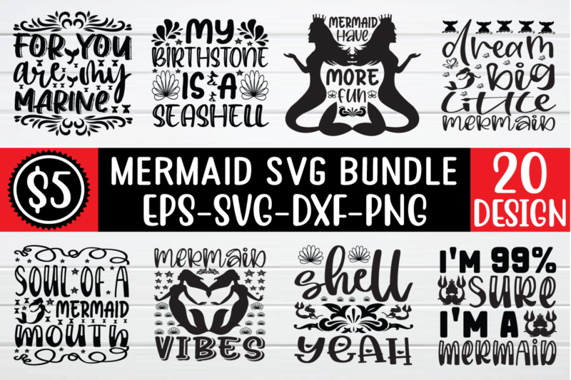 Mermaid svg bundle t shirt designs for sale