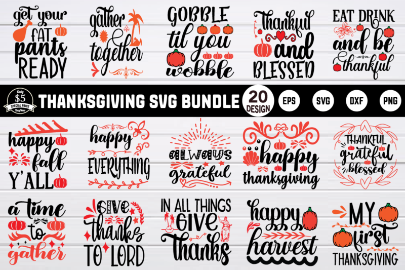 Thanksgiving svg bundle t shirt designs for sale