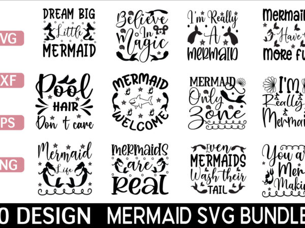 Mermaid svg bundle t shirt designs for sale