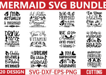 Mermaid svg bundle t shirt designs for sale