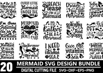 Mermaid svg bundle t shirt designs for sale