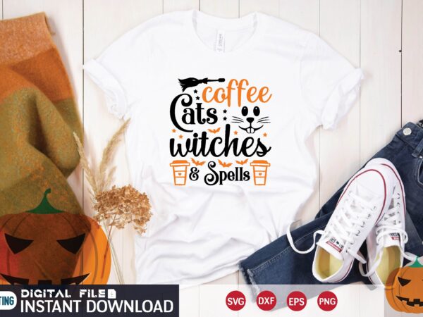 Coffee cats witches & spells svg t shirt design