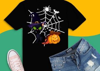 Funny black cat lover halloween costume pumpkin cat owner T-shirt design svg,witchy, mama, spider nat, skeleton, mom, funny, halloween, women, t-shirt, svg, png, eps, design, cute, womens