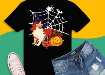 Funny dog halloween costume pumpkin dog owner T-shirt design svg