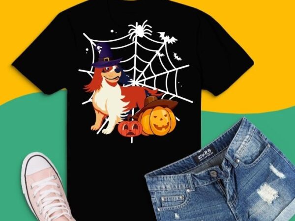 Funny dog halloween costume pumpkin dog owner t-shirt design svg