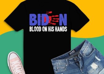 Biden Blood On His Hands USA Flag T-shirt design svg, Vintage Biden Handprint T-Shirt png, Biden Blood On His Hands, Bring Trump Back Biden, Anti Jo Biden,