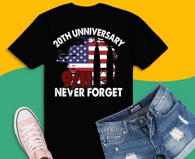 Never Forget 9/11 20th Anniversary Patriot Day 2021 T-shirt design svg,Patriot Day 9/11 20th Anniversary Apparel png, 20th Anniversary, Patriot Day 2021, 9/11, twin tower, usa flag,