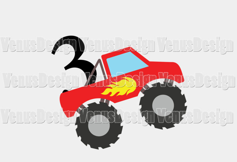 Birthday Boy Monster Truck Bundle Tshirt Design, Editable Design