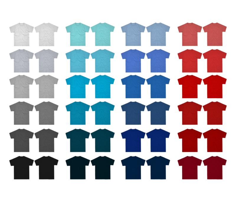 T shirt mockup front and back, available 48 color choice