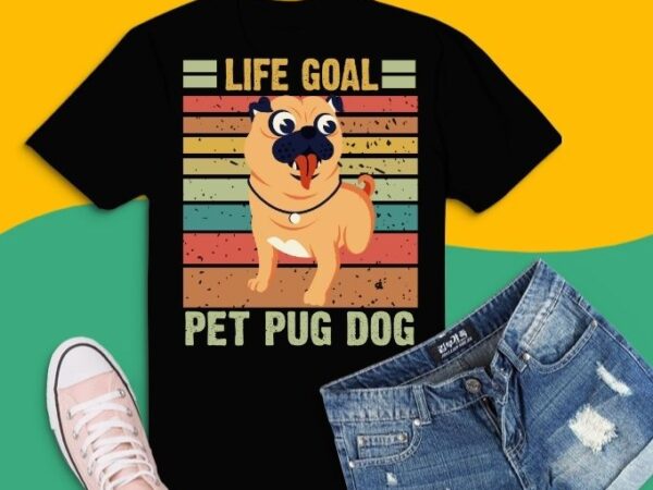 Live is better with a pug dog vintage sunset shirt design svg