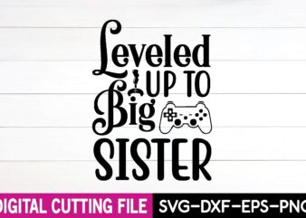 leveled up to big sister svg t shirt vector graphic